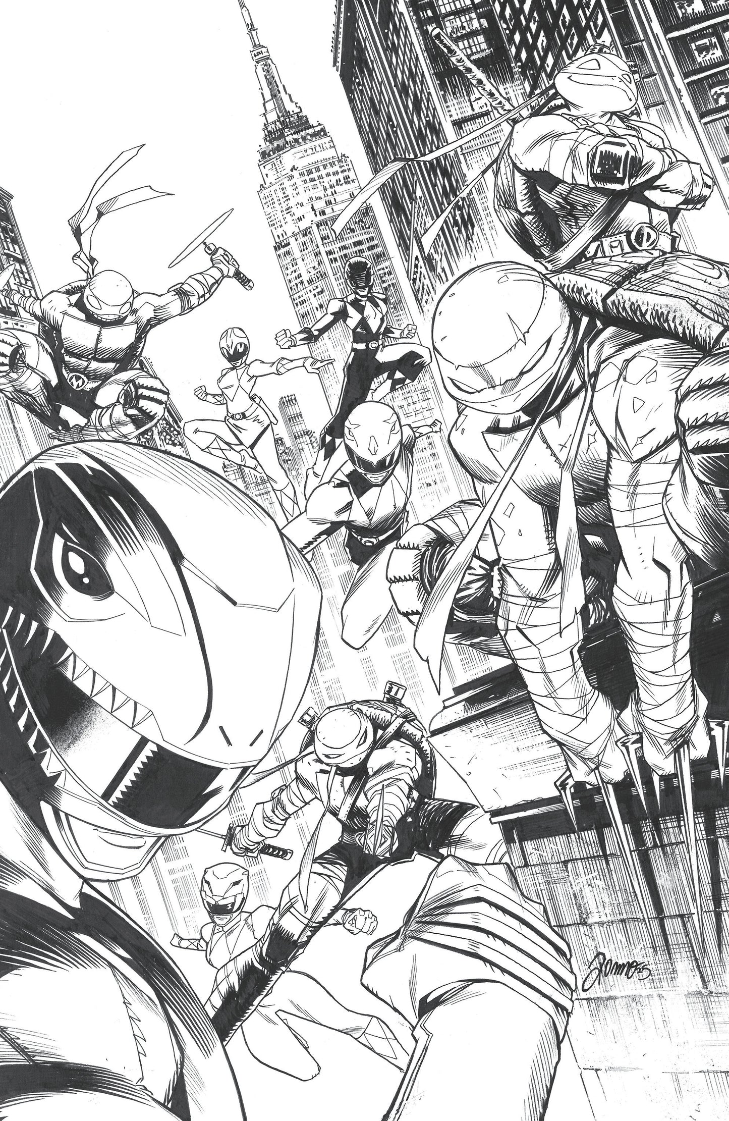 Mighty Morphin Power Rangers/Teenage Mutant Ninja Turtles III #5 E 1 in 10 Variant Edition (Full Art, Inks, Zonno)